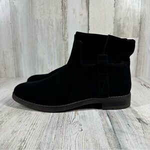 New Franco Sarto Malina Black Suede Side Zip Ankle Boots #641
